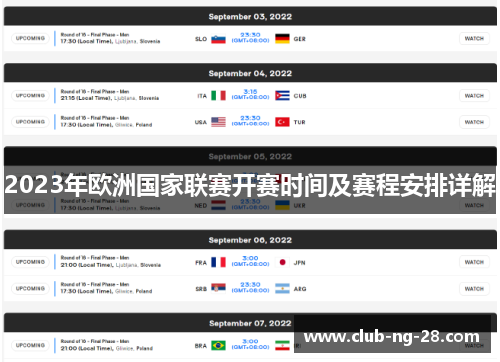 2023年欧洲国家联赛开赛时间及赛程安排详解